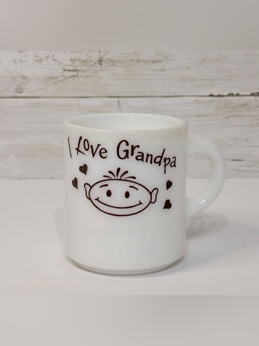 VTG Hazel Atlas Milk Glass “I Love Grandpa” Mug PRICE FIRM